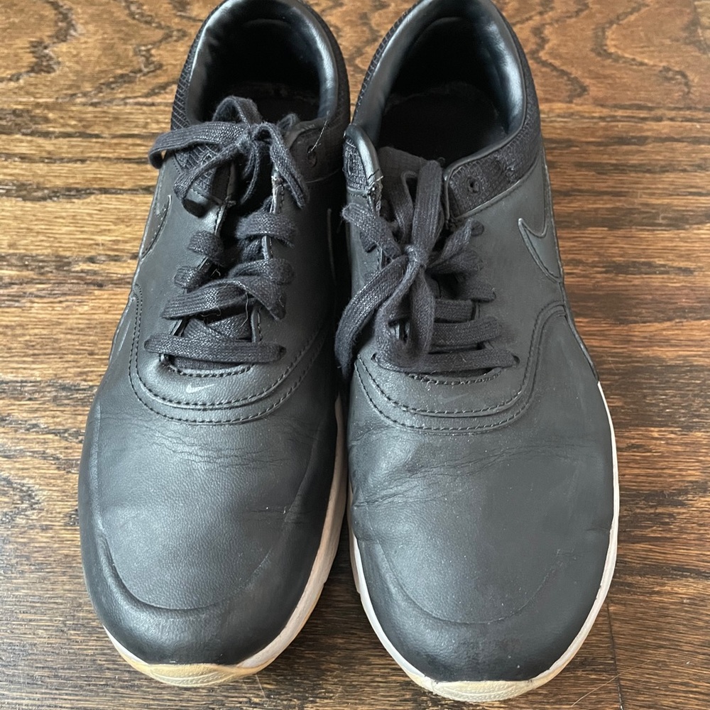 Black Leather Look Sneakers Size 7